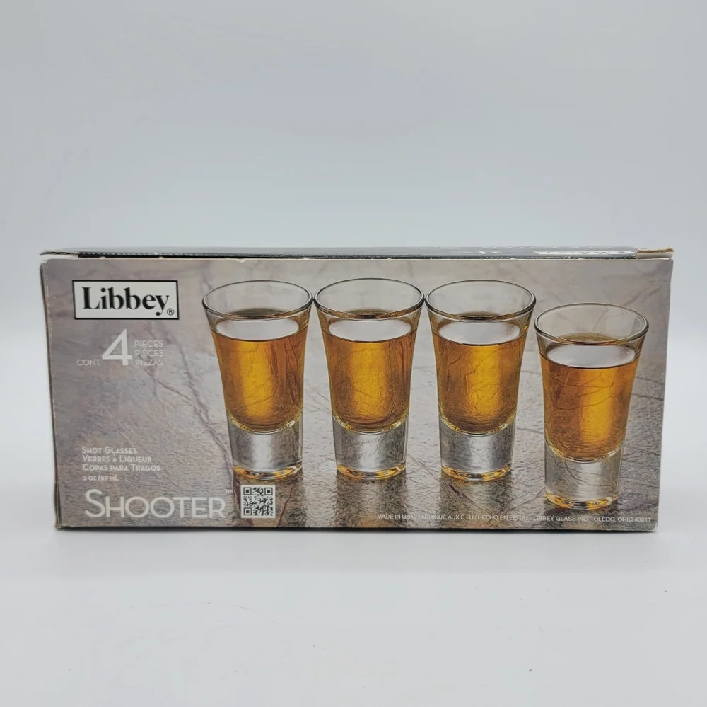 Libbey Charisma Shot Glasses Set of 4 Shooter Glasses Clear Heavy Base Barware